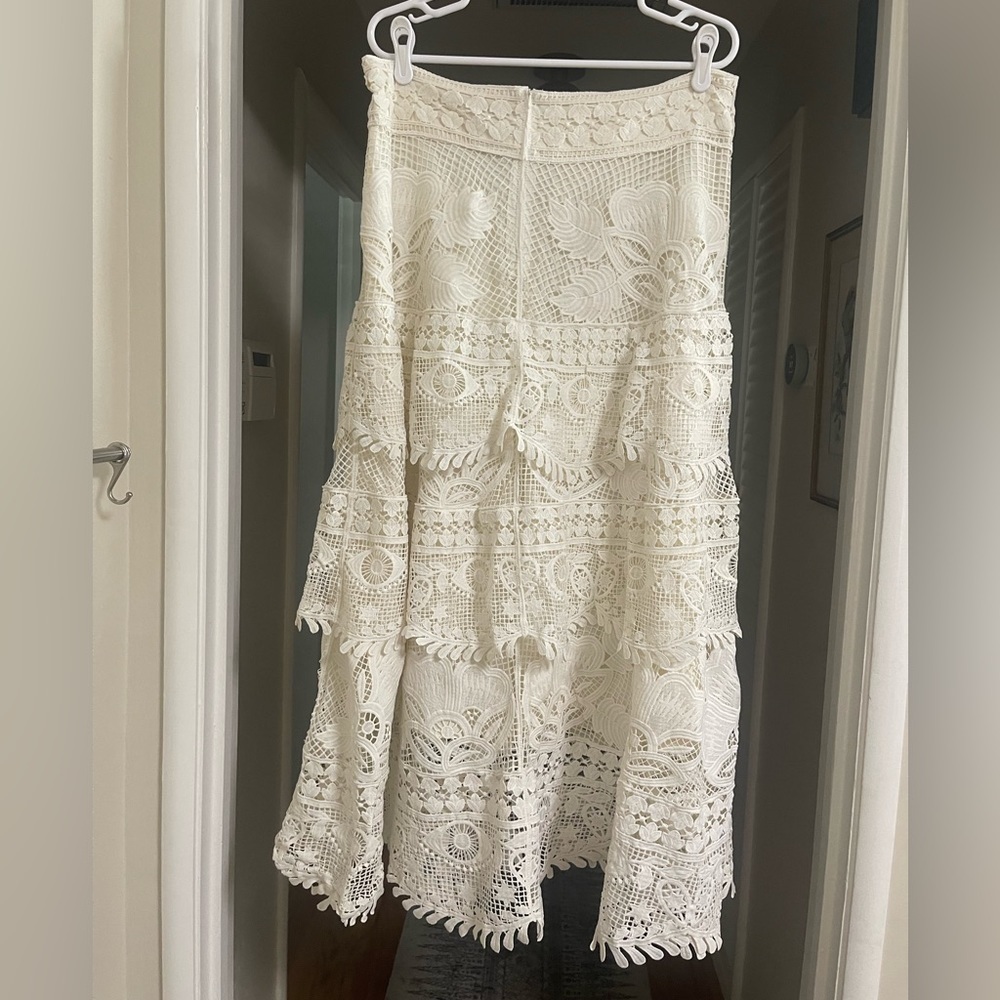 NWT Farm Rio Alucina Luz Guipure Lace Midi Skirt. Size XL - Picture 4 of 8